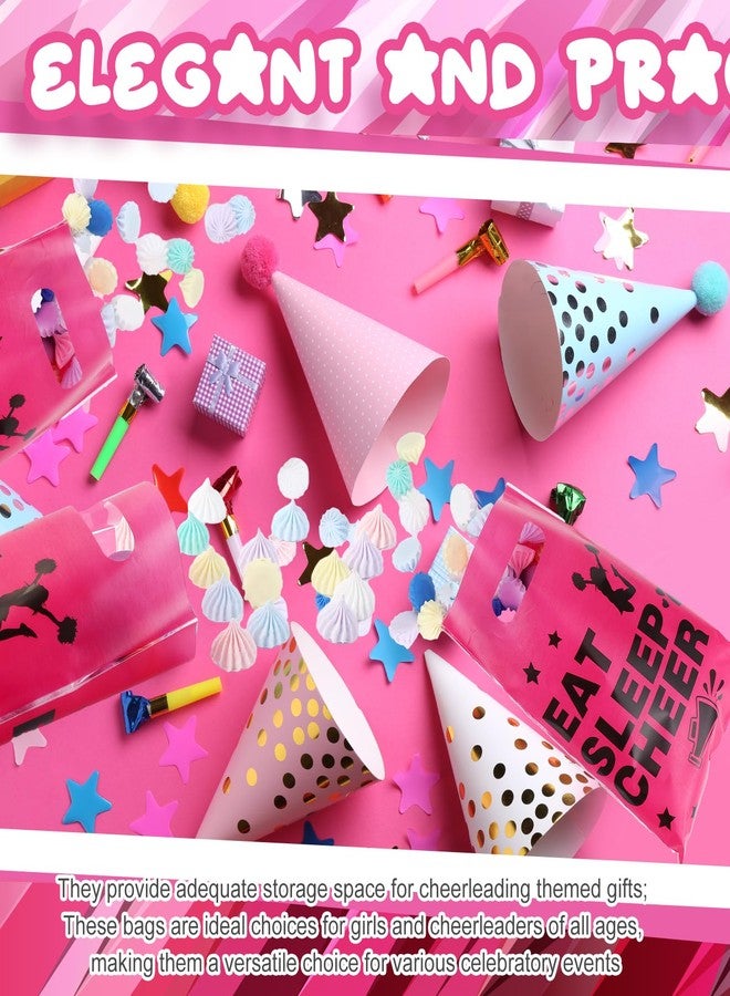 Affrolling 100 Pcs Cheer Goodie Bags Cheer Snack Gift Bags Bulk Plastic Cheerleading Party Supplies with Handle for Cheerleader Team Gymnastics Party Decorations - Image 4